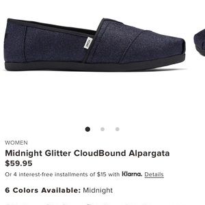 Toms NEW Midnight Glitter Alpargata